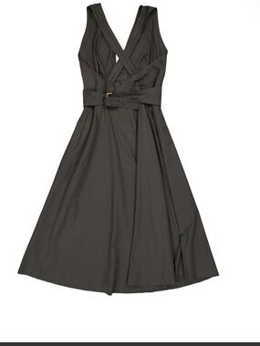 Sleeveless V-Neck Midi Dress in Charcoal